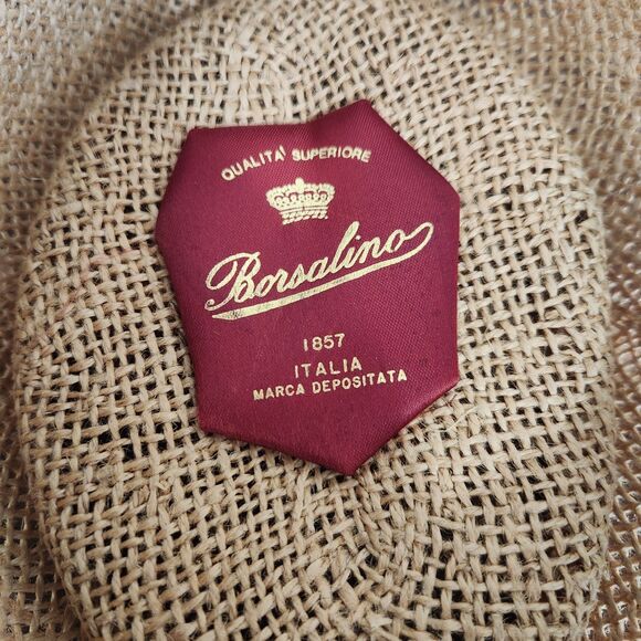 Borsalino Vintage Panama Hat Woven Brown Fedora Made in Italy Size Large - Picture 7 of 10